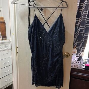 Speechless Navy Sequin Slip Dress